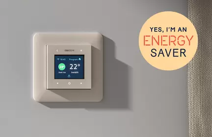 Eb-Therm 500 på vägg med Energy Saver-symbolen